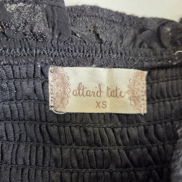 Altar'd State Black Flowy Layers Floral Embroidered Puff Sleeve XS Dress - Picture 6 of 8